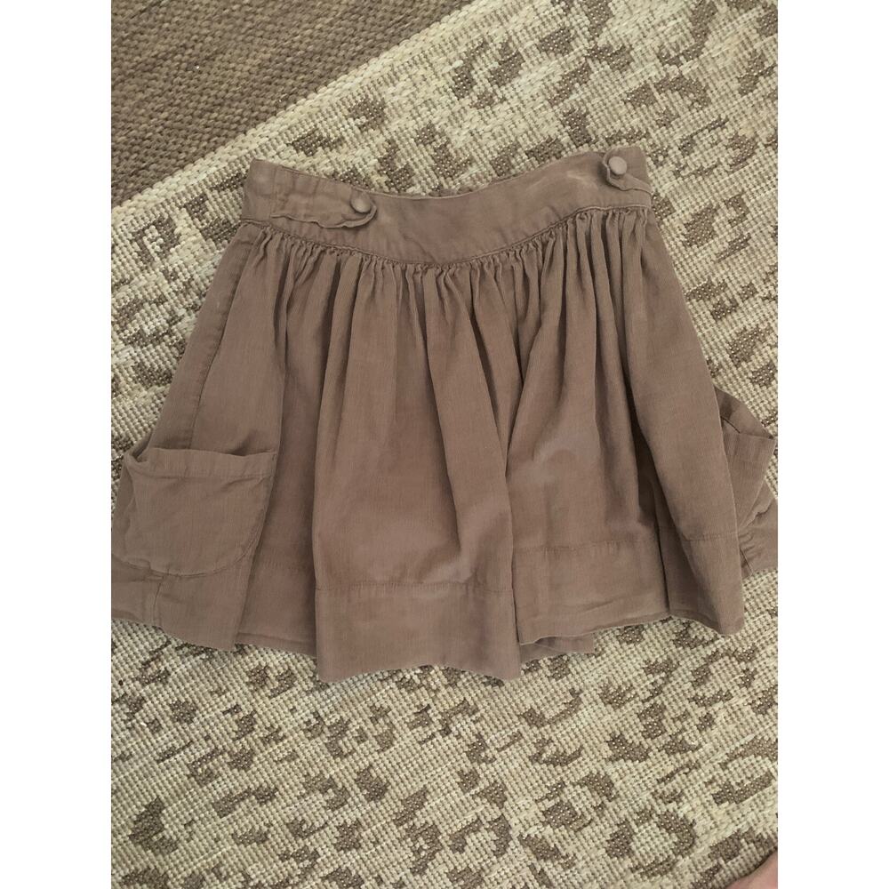 Girl's Brown Skirt Pinwhale Corduroy Twirly Pockets Pearls & Popcorn 5-6